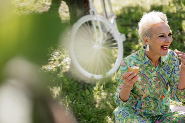 woman laughing enjoying herself