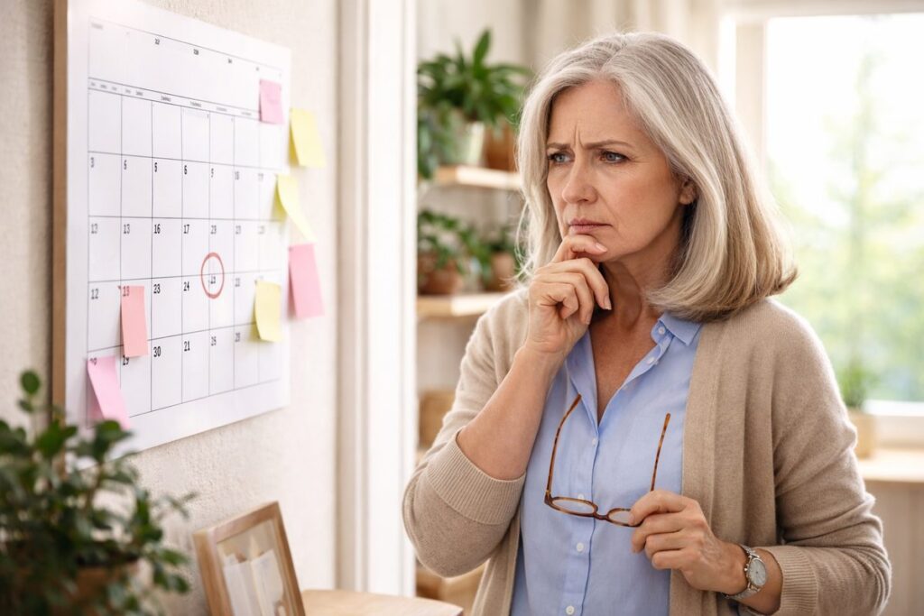 woman looking at a calendar