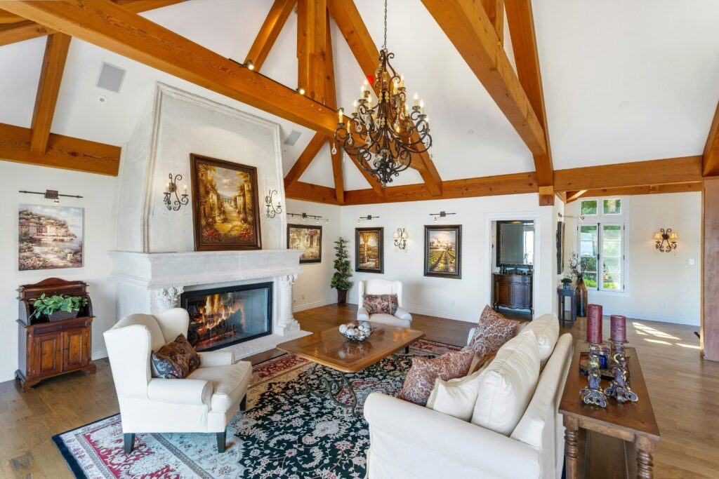 grand living room with high ceiling