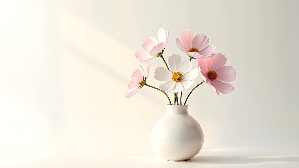 flowers in a white vase