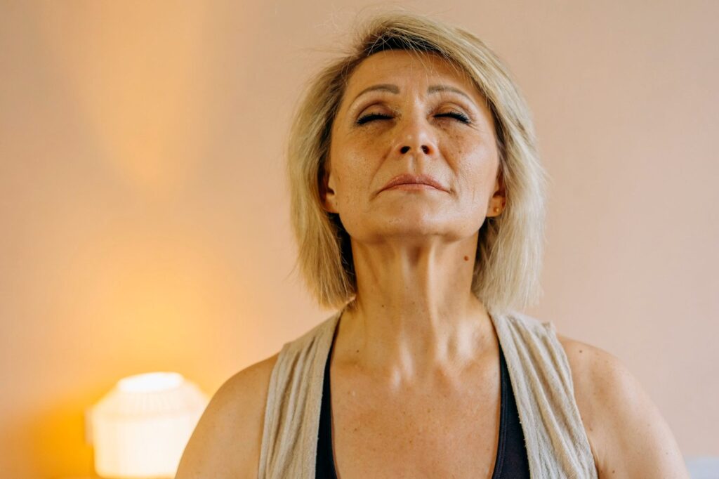 woman over 50 meditating